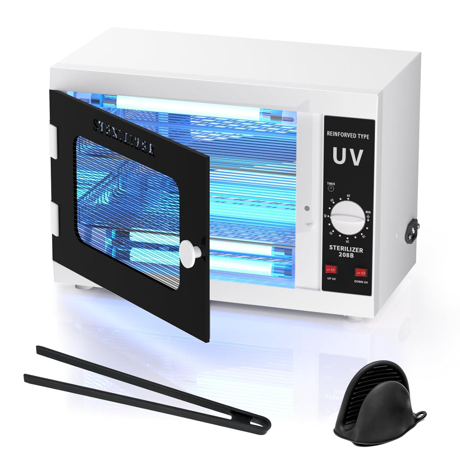 12L Nail Tools Cleaning Machine, Professional Dual Lamps System Cabinet with Digital Timer for Salon, Spa, Beauty, Barber & Home Metal Tools