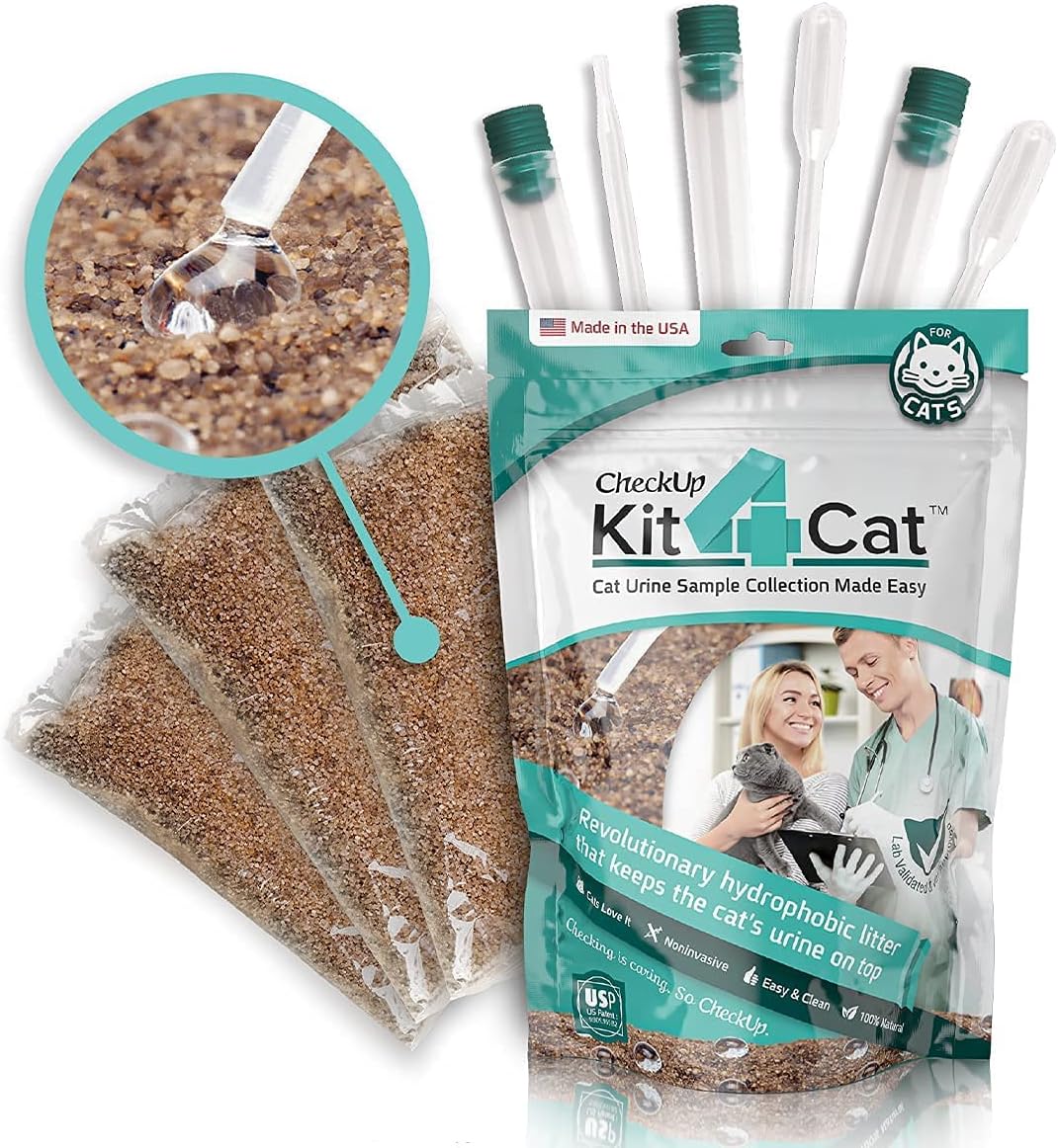 KIT4CAT Sample & Test 10 Parameters Bundle - 2lb Hydrophobic Litter That Keeps Urine On Top for Easy Sampling w/CheckUp 10 Parameters Testing Strips x 50
