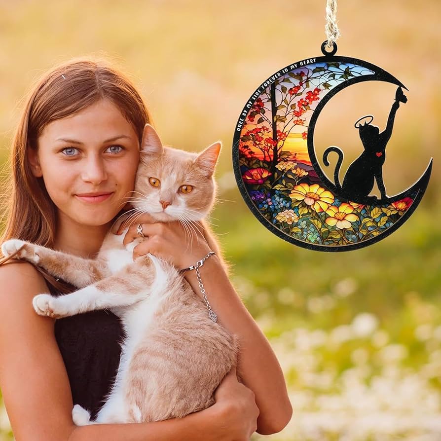 Amazon.co.jp: ステンドグラス サンキャッチャー、猫メモリアル