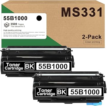 خراطيش الحبر الأسود 55B1000 3،500 Page-Yield، 2Pack - MNRS المتوافقة مع 55B1000 استبدال خراطيش الحبر عالية الإنتاجية لـ Lexmark MS31dn MS431dn MS431dw MX331adn MX431adn MX431adwinter