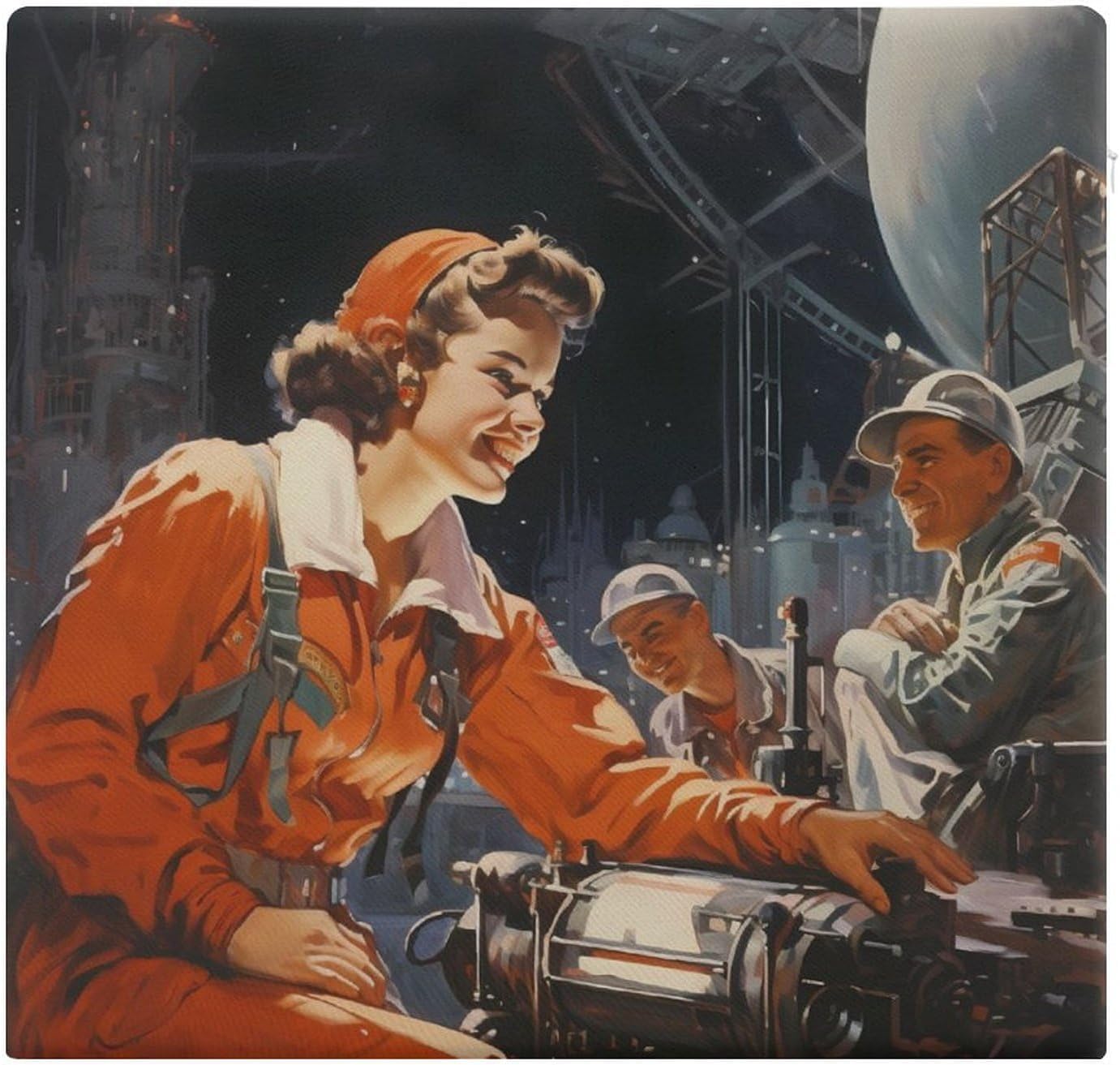 USSR Space Program Rocket Communism Floor Pillow Meditation Yoga Cushion Square Chair Cushion Pillows Seating for Adults