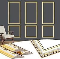 Maasechs 3-Set Gold White Peel & Stick 3D Wall Molding Kit - Premade Wainscoting Panels, 54x24 Inch Easy DIY Decor