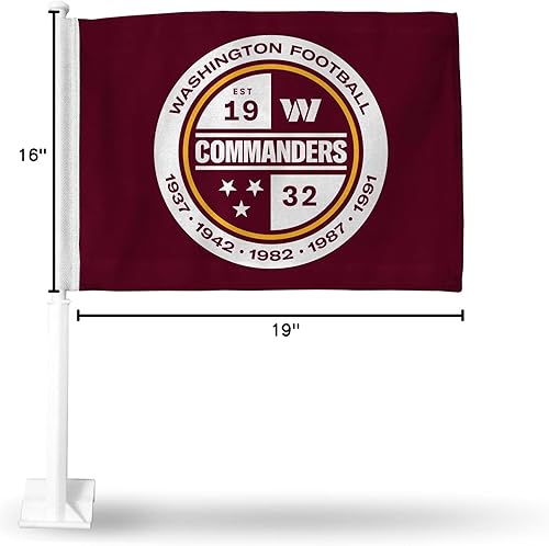 Vista 28 de Rico Industries NFL Double Sided Car Flag - 16" x 19" - Strong Pole That Hooks onto Car/Truck/Automobile