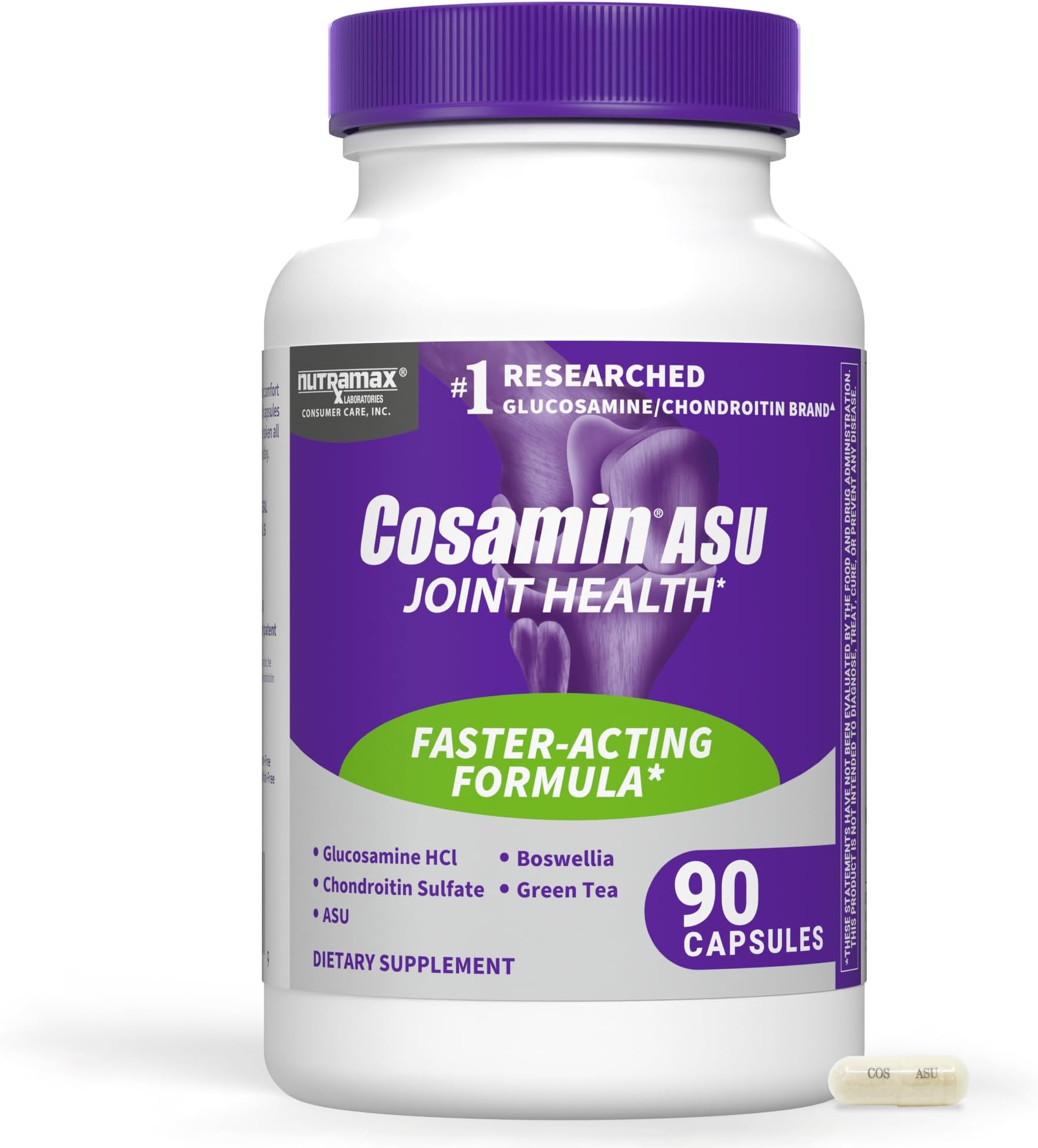 Nutramax Laboratories Cosaminยฎ ASU Joint Health Supplement with Glucosamine, Chondroitin & ASU for Adult Men & Women, Joint Supplement, 90 Capsules