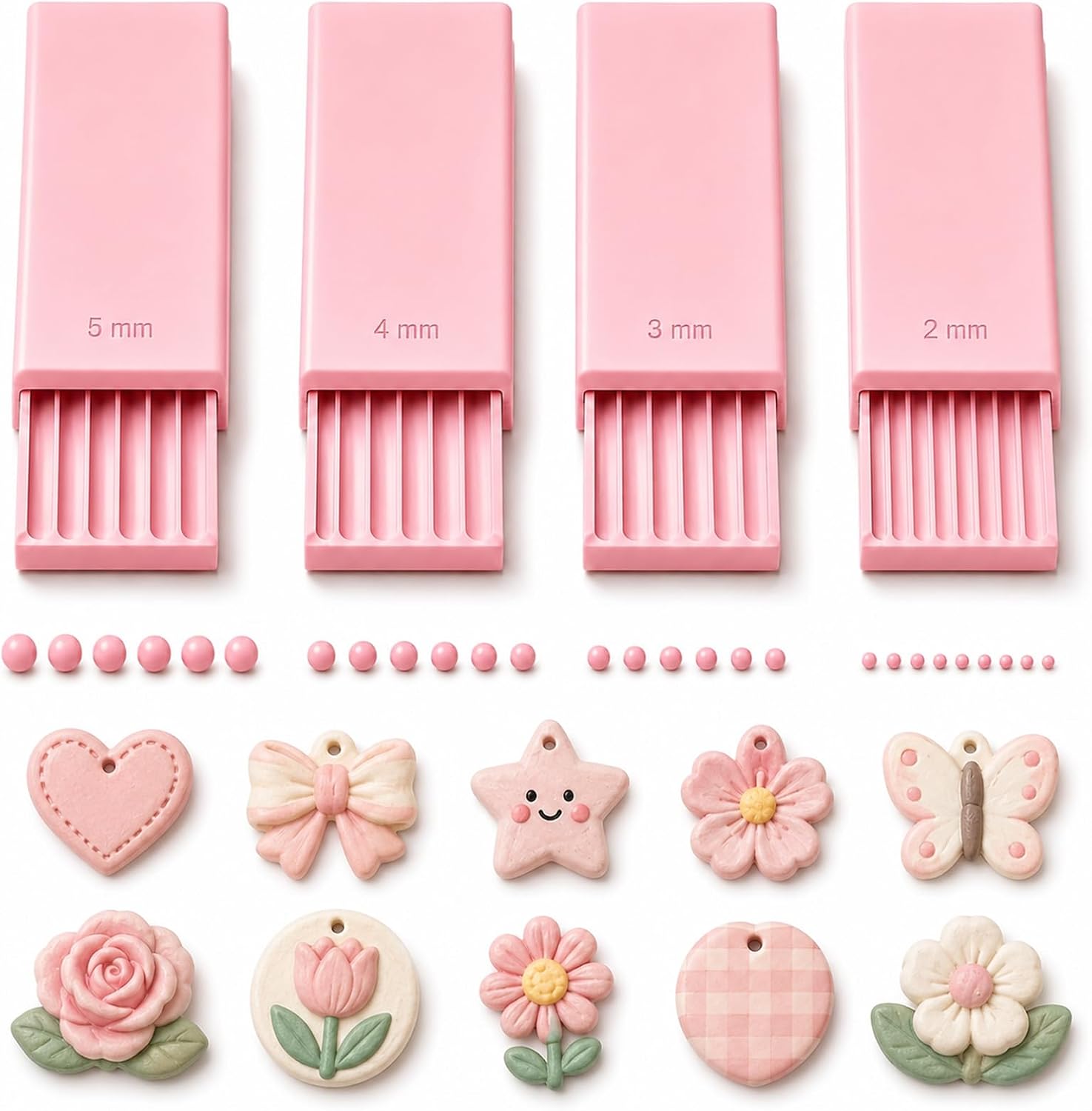 3D Print Clay Gel Ball Maker Tool, Nail Art Bead Roller for 3D Gel Flowers Pink