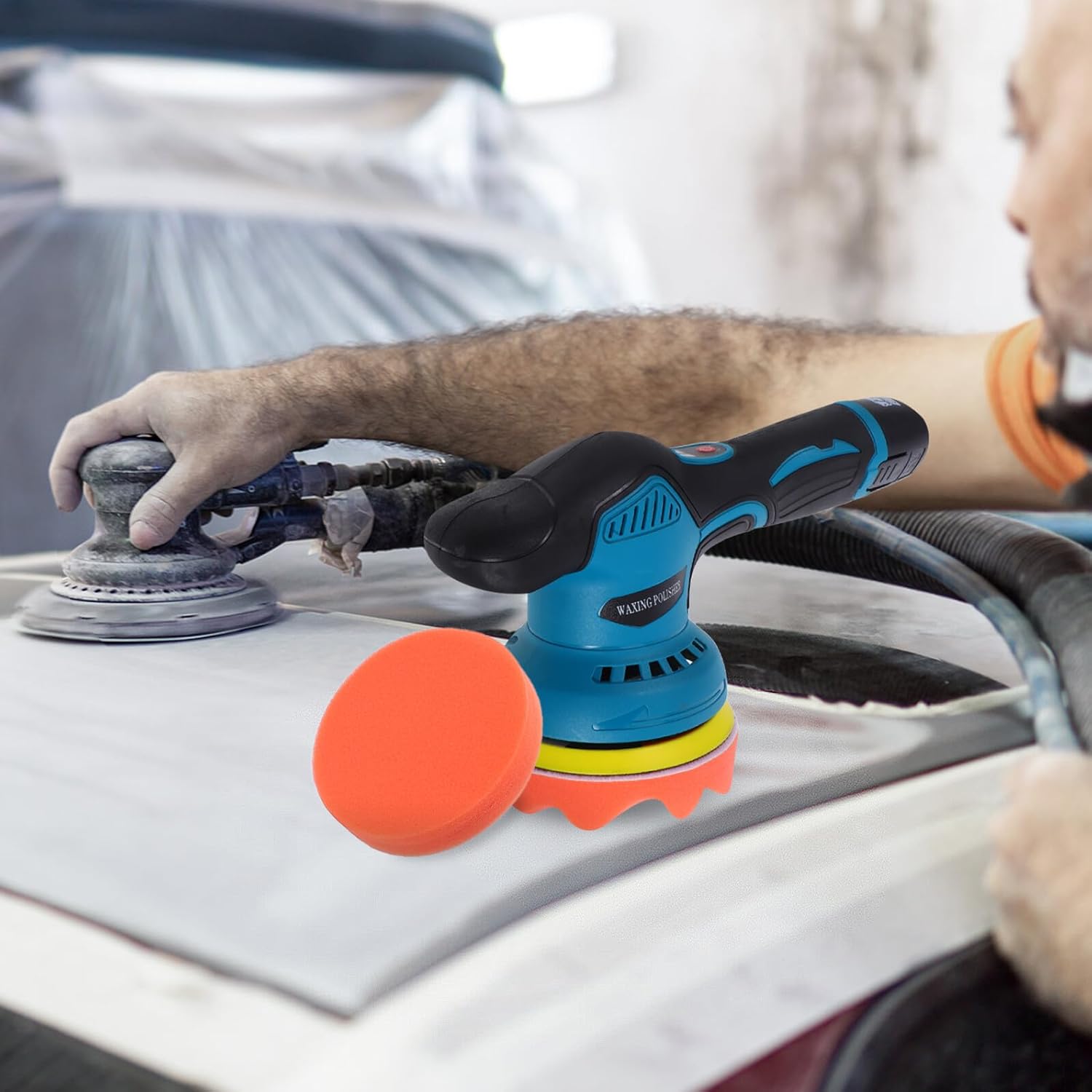 Adjustable Speed Cordless Car Buffer Polisher Kit Handheld Eccentric Battery Polishing Machine for Auto Detailing Portable Waxing Tool with DIY Settings for Versatile Car Care