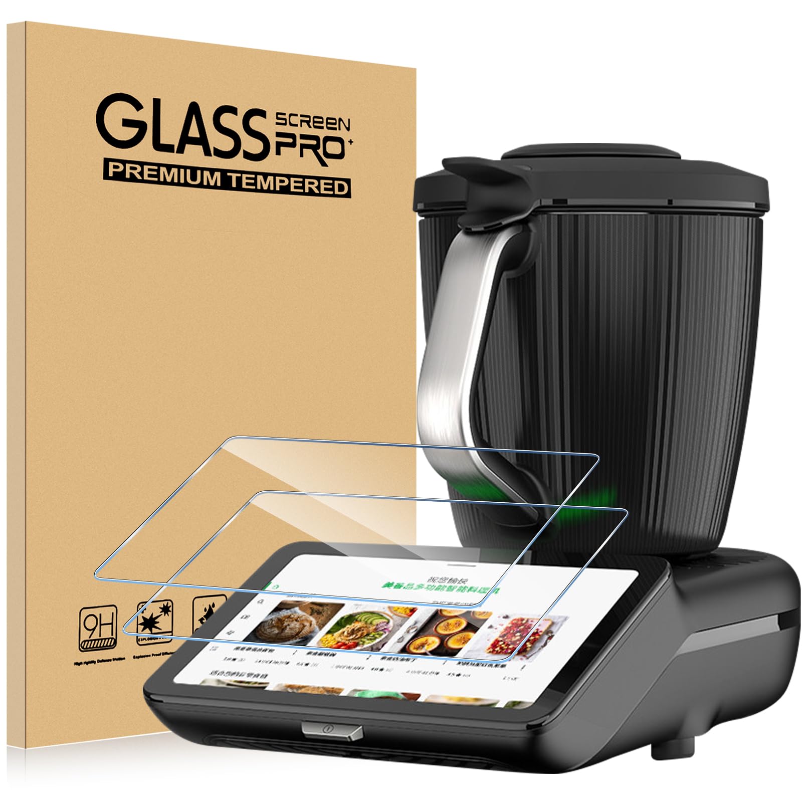 TUTUO 2 Pack for Thermomix TM7 Screen Protector, Tempered Glass No Bubbles, Anti-Scratch 9H Hardness HD Tempered Glass Film