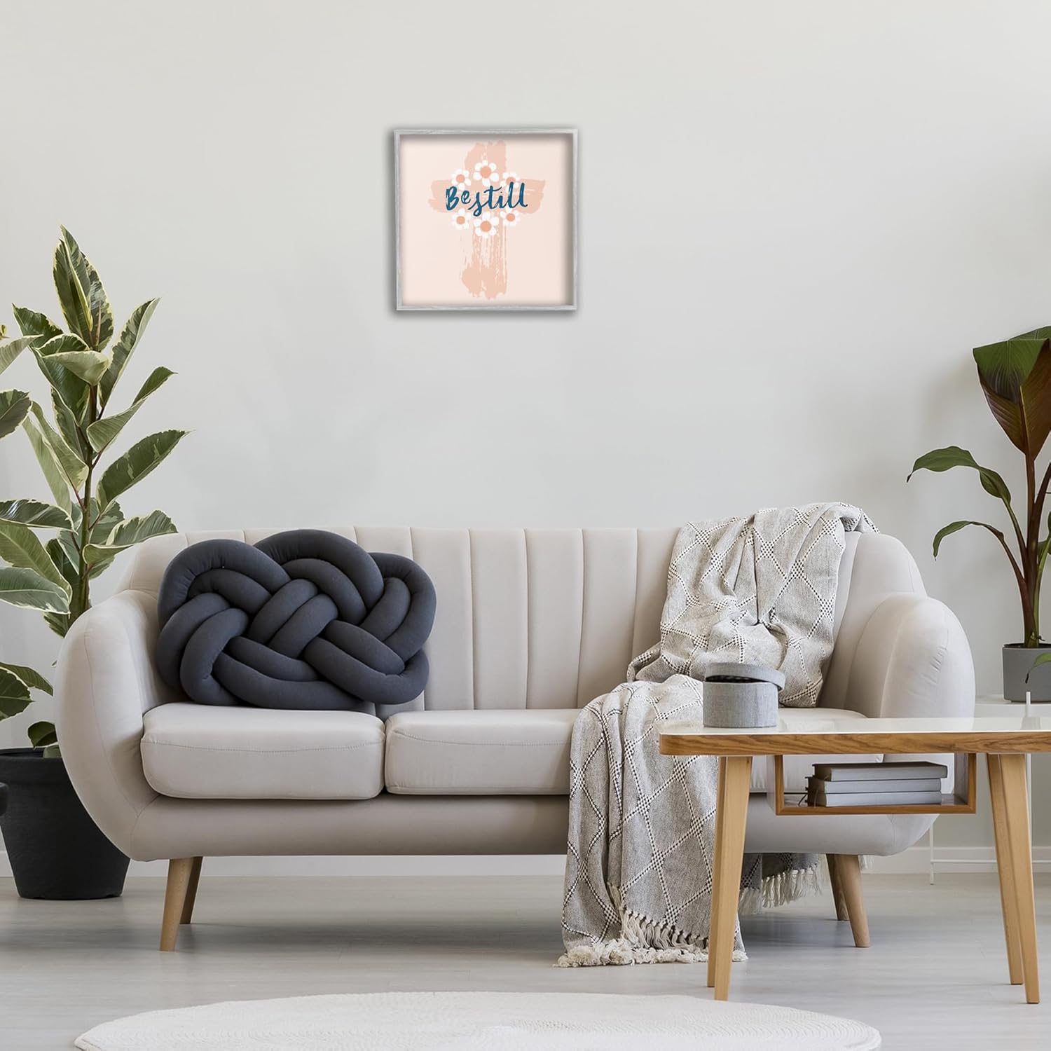 Stupell Industries Be Still Pastel Cross Framed Giclee Art Design by Blue Chair Blessing