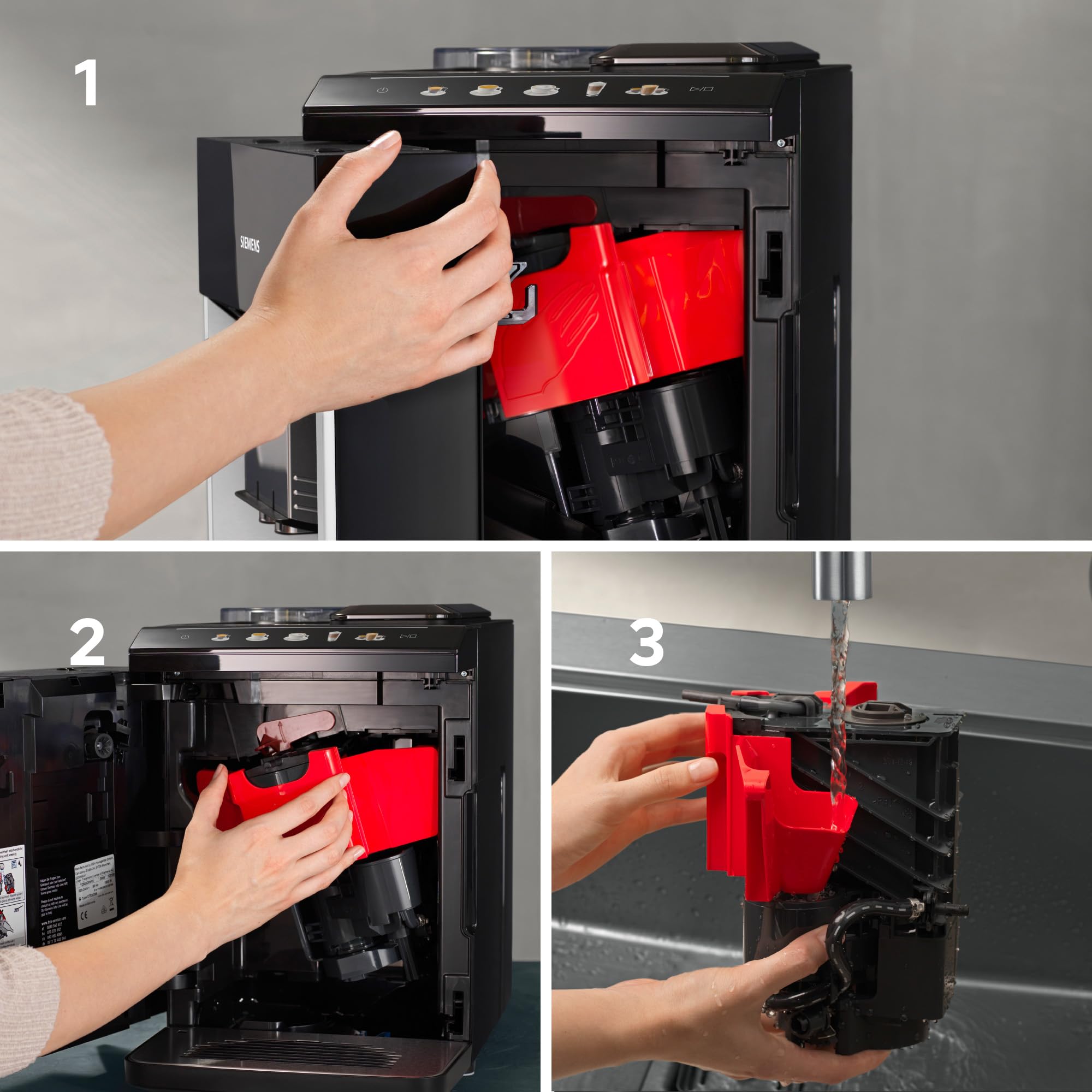 SIEMENS - Cafetera superautomática, EQ500, limpieza autoMilk, Display TFT Touch&Slide, función oneTouch doubleCup, plateado/negro, TQ513R01