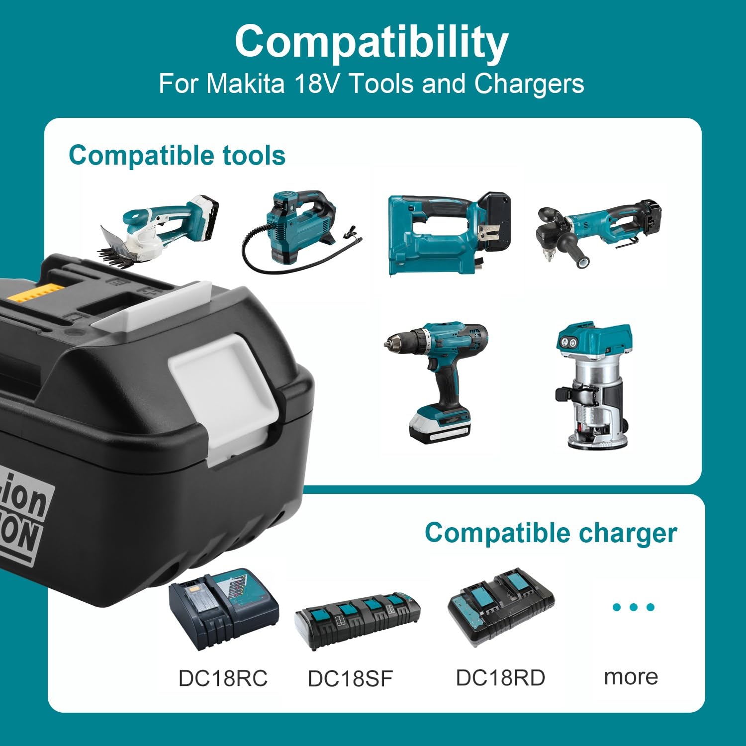 Energup 2 sztuki akumulatora 5.0Ah 18 V BL1850 + DC18RD ładowarka do Makita Bateria 18 V BL1860 BL1850B BL1840 BL1850 BL1830 BL1815