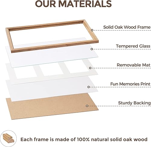 Miniatura 4 de Marco de fotos de madera de roble macizo de 10 x 20 pulgadas, para múltiples fotos de 5 x 7 pulgadas o de 10 x 20 pulgadas sin paspartú, marco de