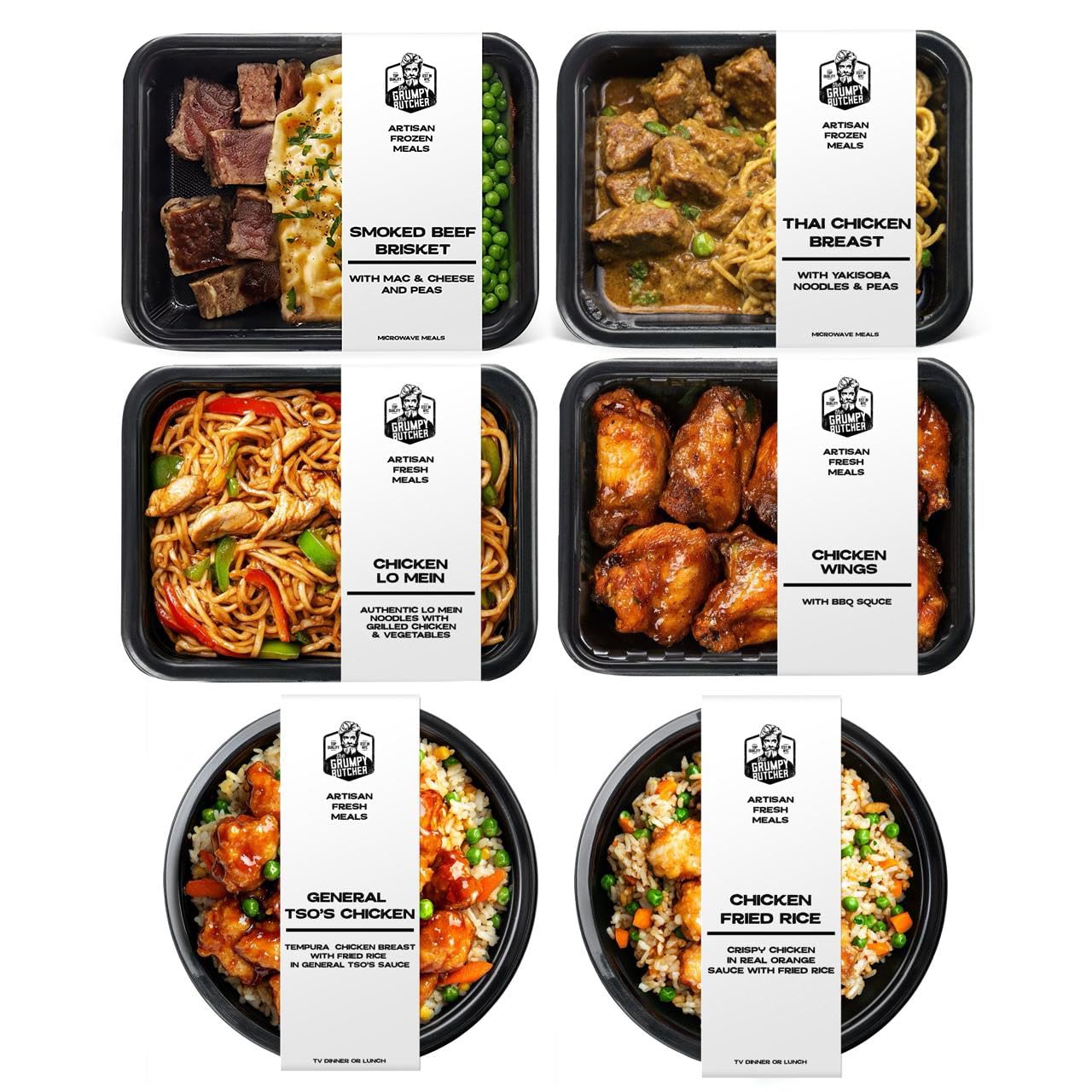 Grumpy Butcher Chef-Crafted Gourmet Meals Sampler: World Flavors, 6-pack (10  15 oz each)  Premium Prepared Meals & Entrees