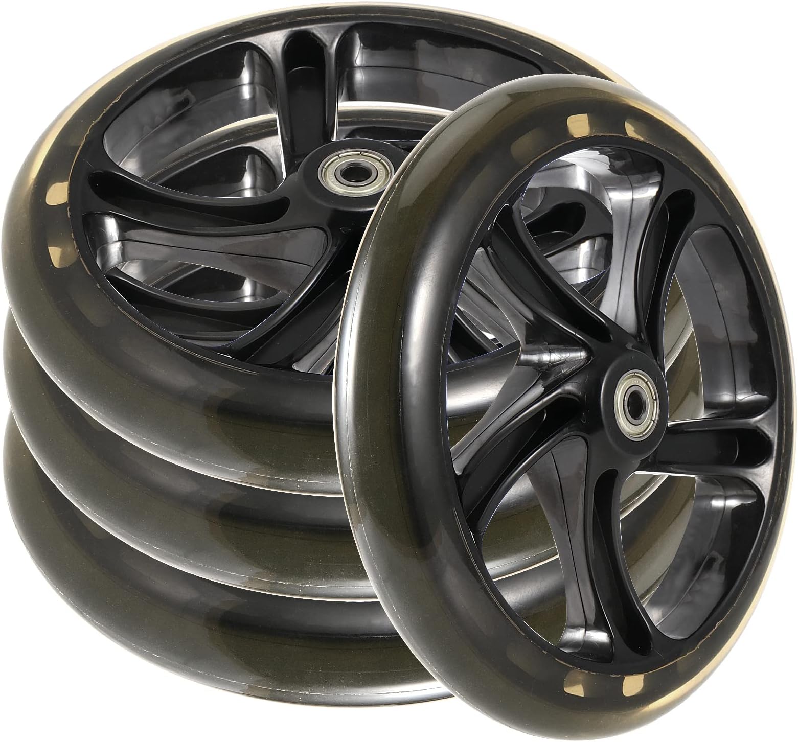SEUNMUK 4 Pack 8"/200mm Scooter Replacement Wheels, Adult Teen Kick Scooter Wheels Solid Replacement Wheelset with ABEC-11 Bearings for Most Push Kick Scooters, Black