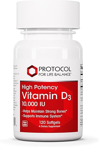 Protocolo para el equilibrio de vida - Vitamina D3 10000 UI alta potencia - Soporta absorción de calcio salud ósea y dental función del sistema
