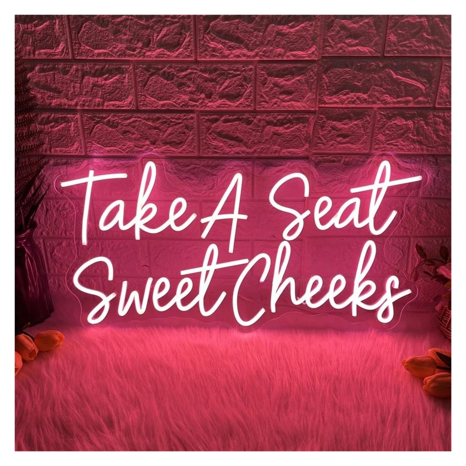 LEMST Sign Lamp Take A Seat Sweet Cheeks Neon Sign for Room Candy Store Kids Birthday Afternoon Tea Wall Decor Dimmable USB Powered Light 15.75inx7.87in