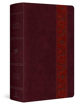 Holy Bible Esv Large Print Personal Size Bible - Trutone, Mahogany, Trellis Design