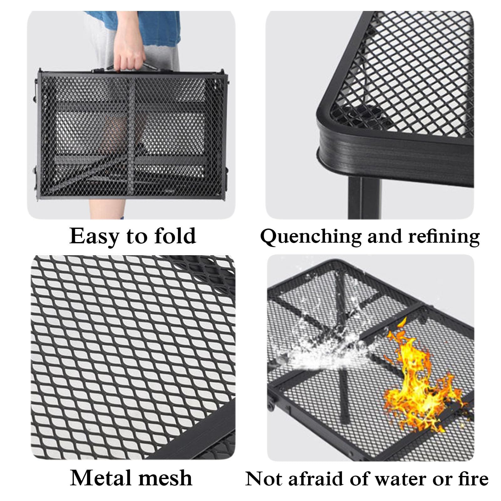 Mesa auxiliar compacta portátil para parrilla de camping, mesa de metal plegable con asa, mesa de picnic al aire libre de 35.2 pulgadas para jardín, caravana, patio, fiestas y mercados, diseño de