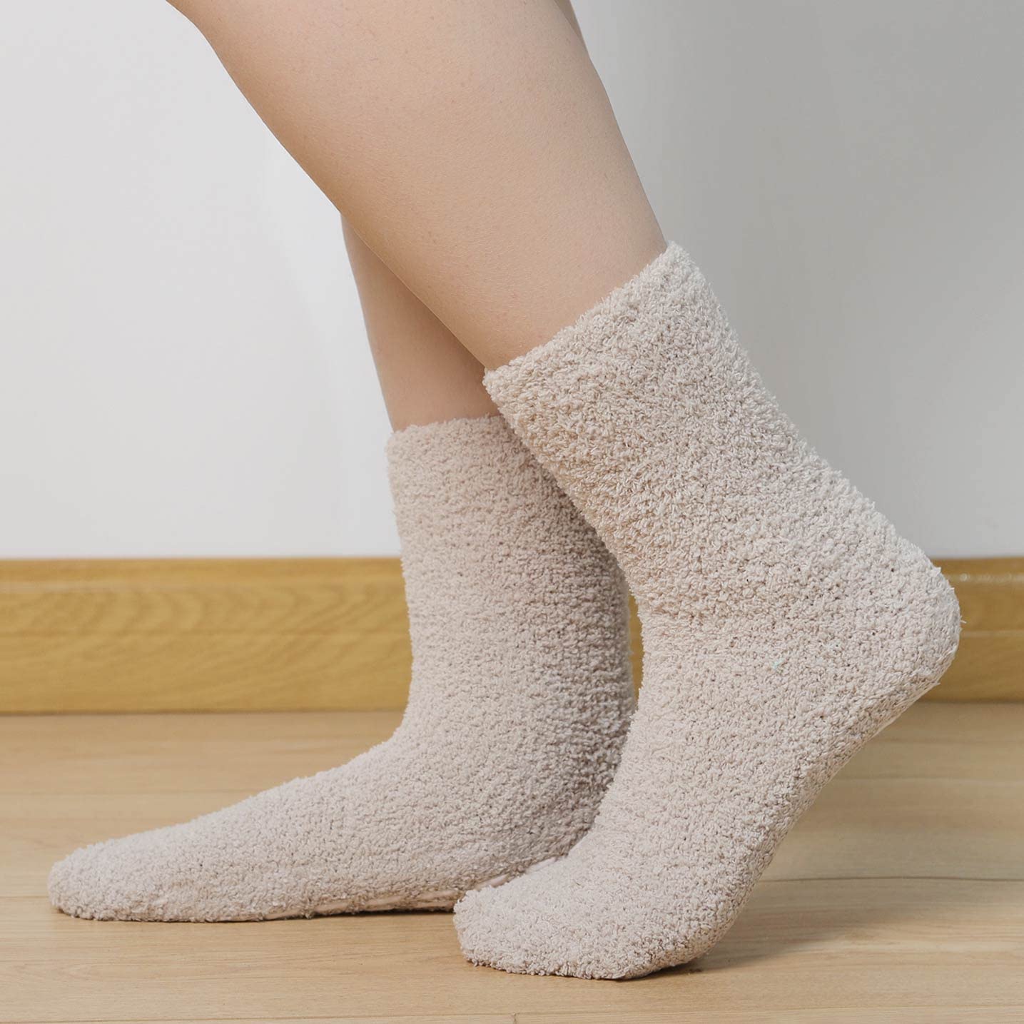 HIALTODAY 5/6 pares de calcetines suaves para mujer, calcetines de cama mullidos de forro polar coral, calcetines gruesos de felpa cálidos, suaves y cómodos en invierno, Mezcla, Talla única