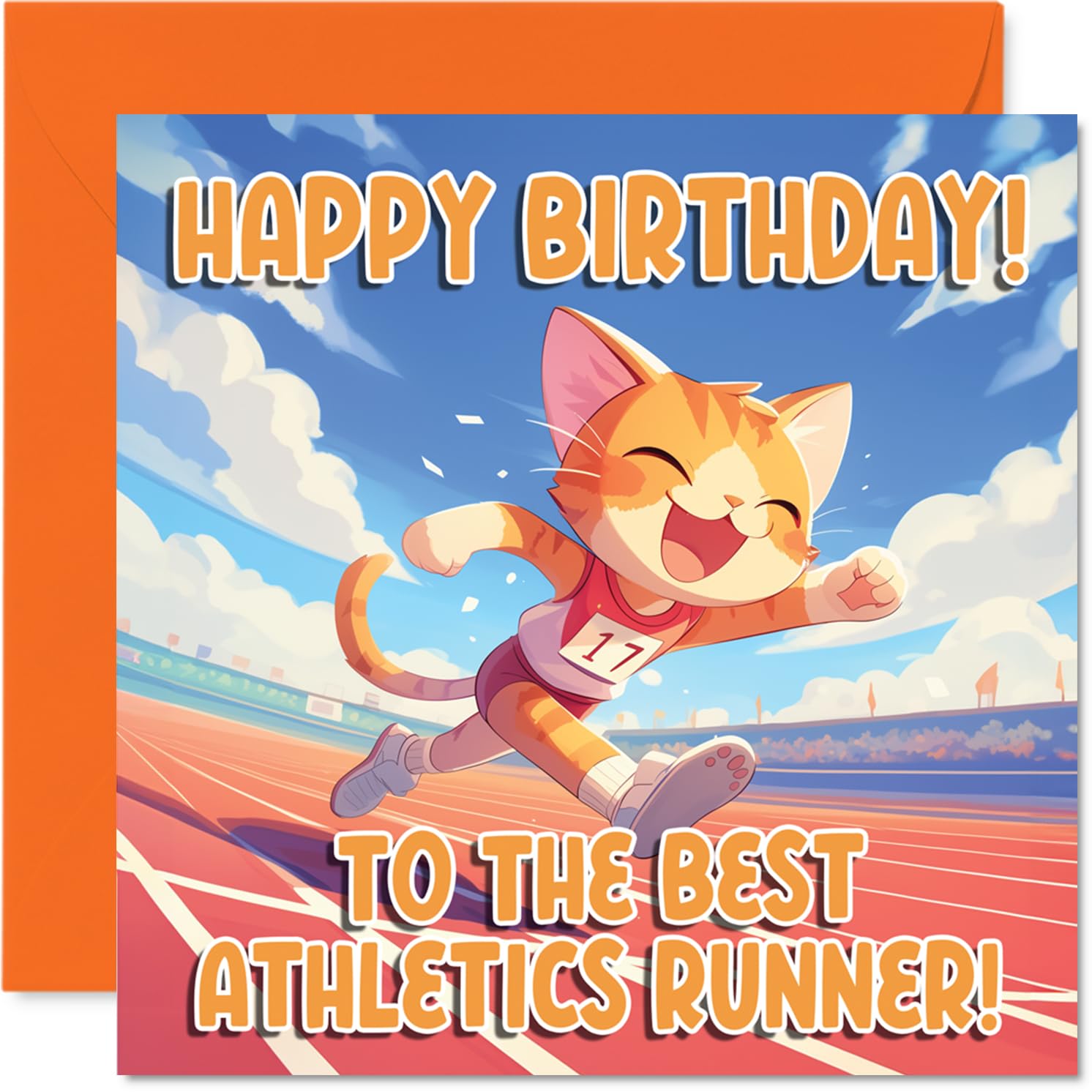 Athletics Birthday Card for Men Women - Sport Cats - Happy Birthday Card for Grandma Cousin Brother Nanny, 145mm Bday Greeting Cards
