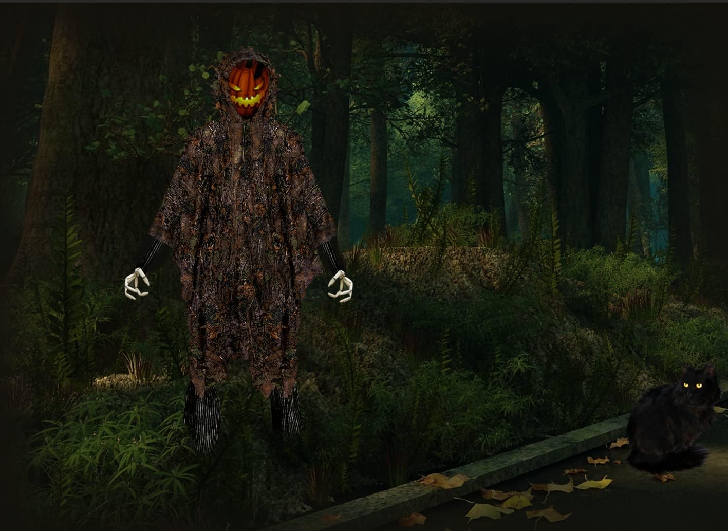 Ginsco 3D Leafy Camo Poncho Camoflage Woodland Cape Lightweight Ghillie Suit for Men, Ghillie Hood for Turkey Hunting Bird Watching Military Training Outdoor Airsoft Wildlife Photography Halloween - Image 3