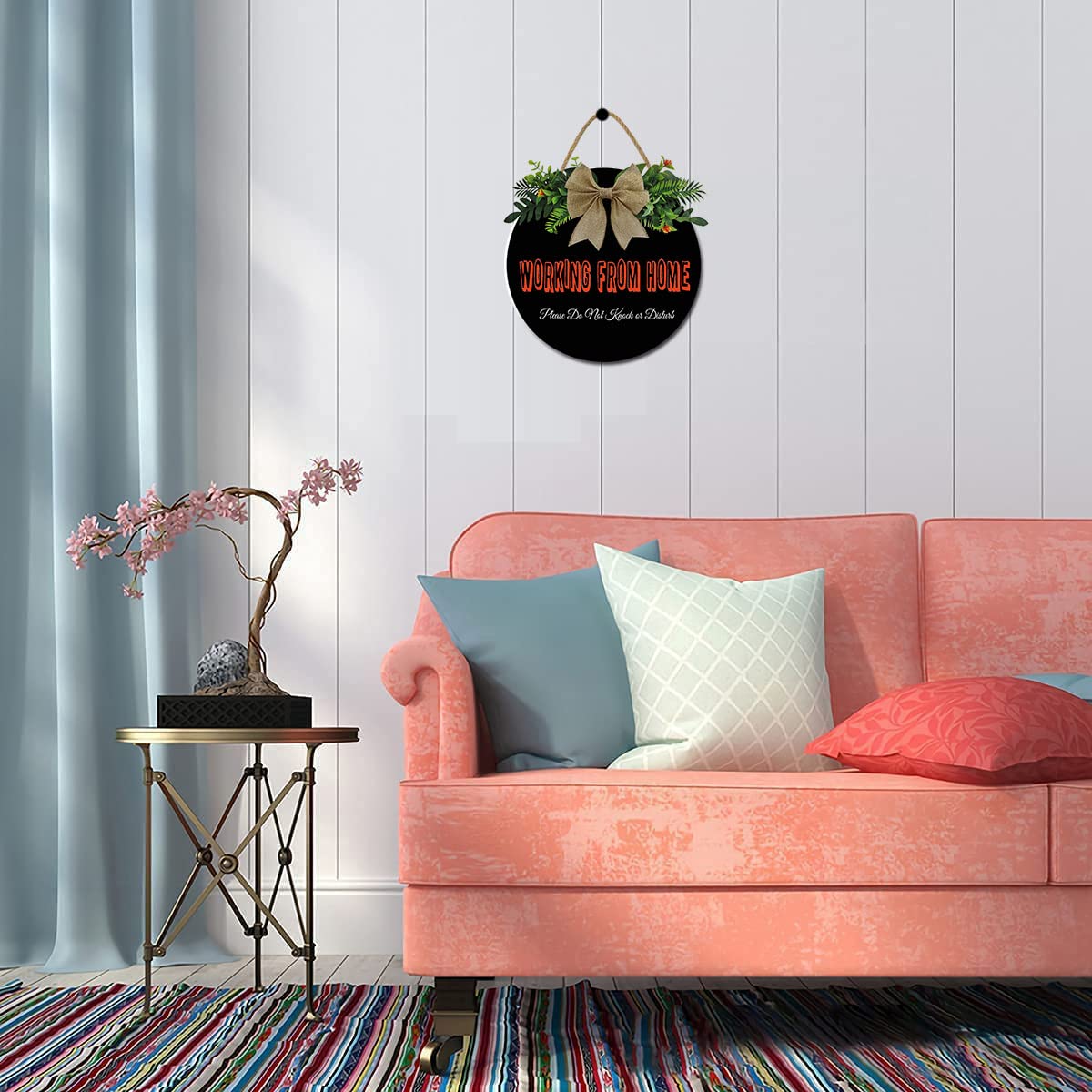 Geroclonup Cartello in legno con scritta in inglese Working from Home Do Not Knock or Ring Bell Leave Packages at Door No Soliciting per porta d' ingresso, 15 x 28 cm, in legno