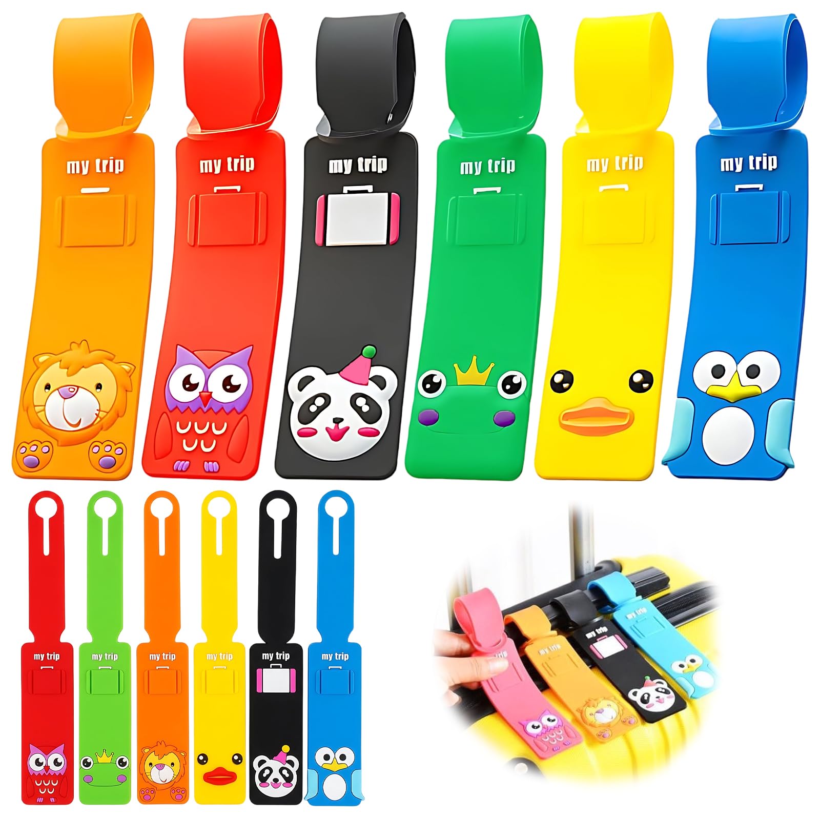12Pcs Luggage Tags Silicone, Suitcase Tags, Name Labels, Suitcase Name Address ID Tags, for Travel Bag, Checked Luggage, Suitcases, Laptop Bags, Backpacks-image-4