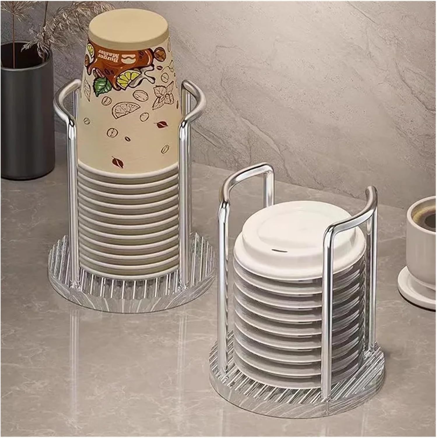 2 Pcs Thickened Disposable Paper Cup Holder Sturdy Household Water Dispenser High-end Storage Rack(Color 2)