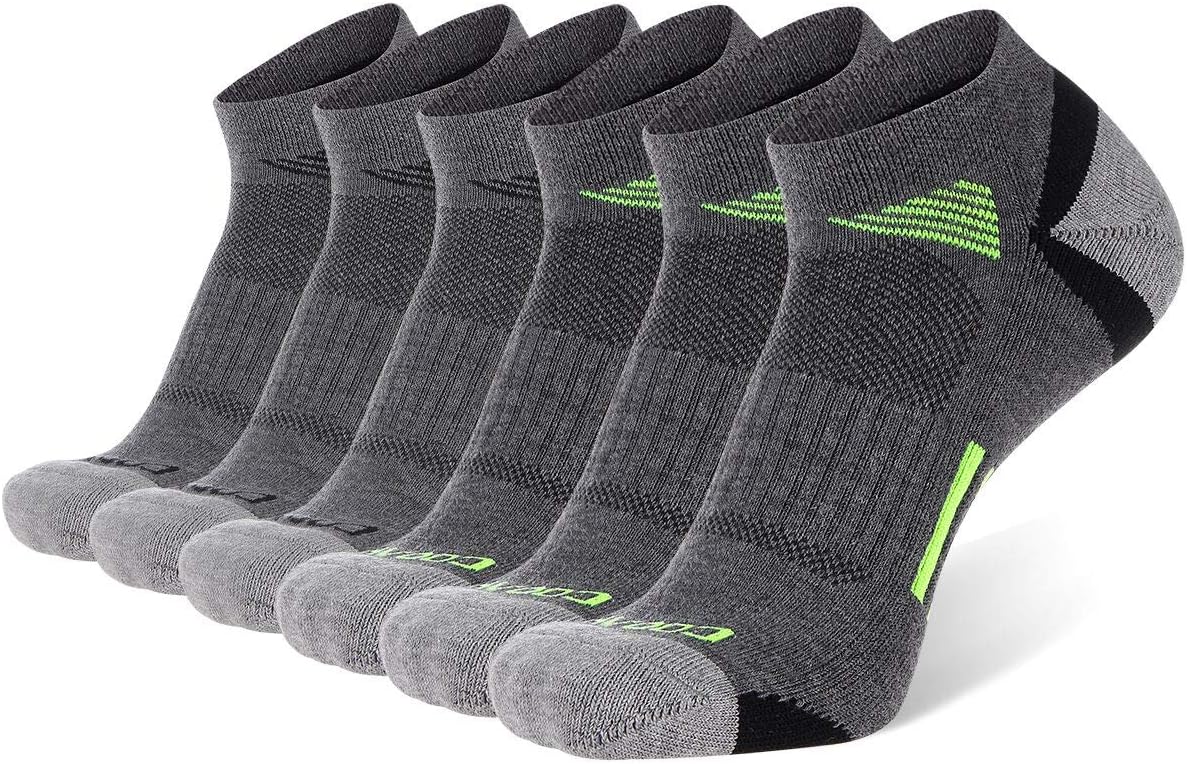 COOVANMens Ankle Athletic Socks Low Cut Cushioned Breathable Running Sports Socks 6 Pack