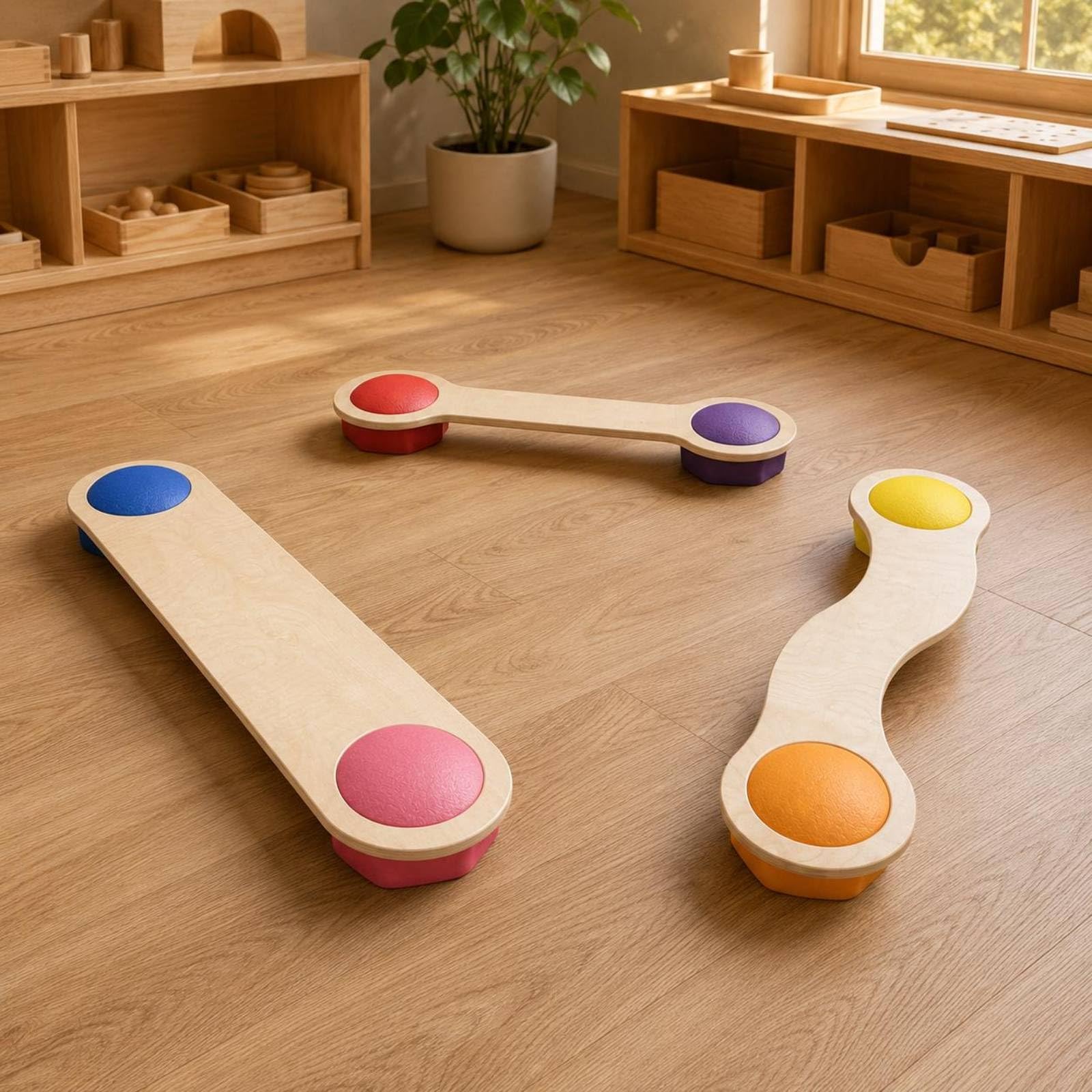 Gralara Tavola di Equilibrio Bambini Tavola Balance Tavola Allenamento Piastra Sensoriale Set in Legno con Costruzione Levigata, 18 Mm, Set Di Tre Pezzi In Legno