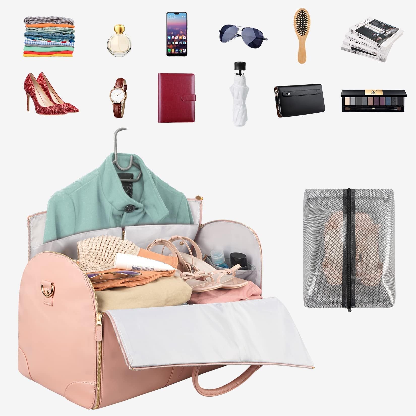 foldy Bags foldybags original Flugzeug Reisetasche 2-in-1 Hängekoffer: Wasserdichter Kleidersack und Reisetasche mit Kulturbeutel für Reisen und Geschäftsreisen, langlebiger Reißverschluss