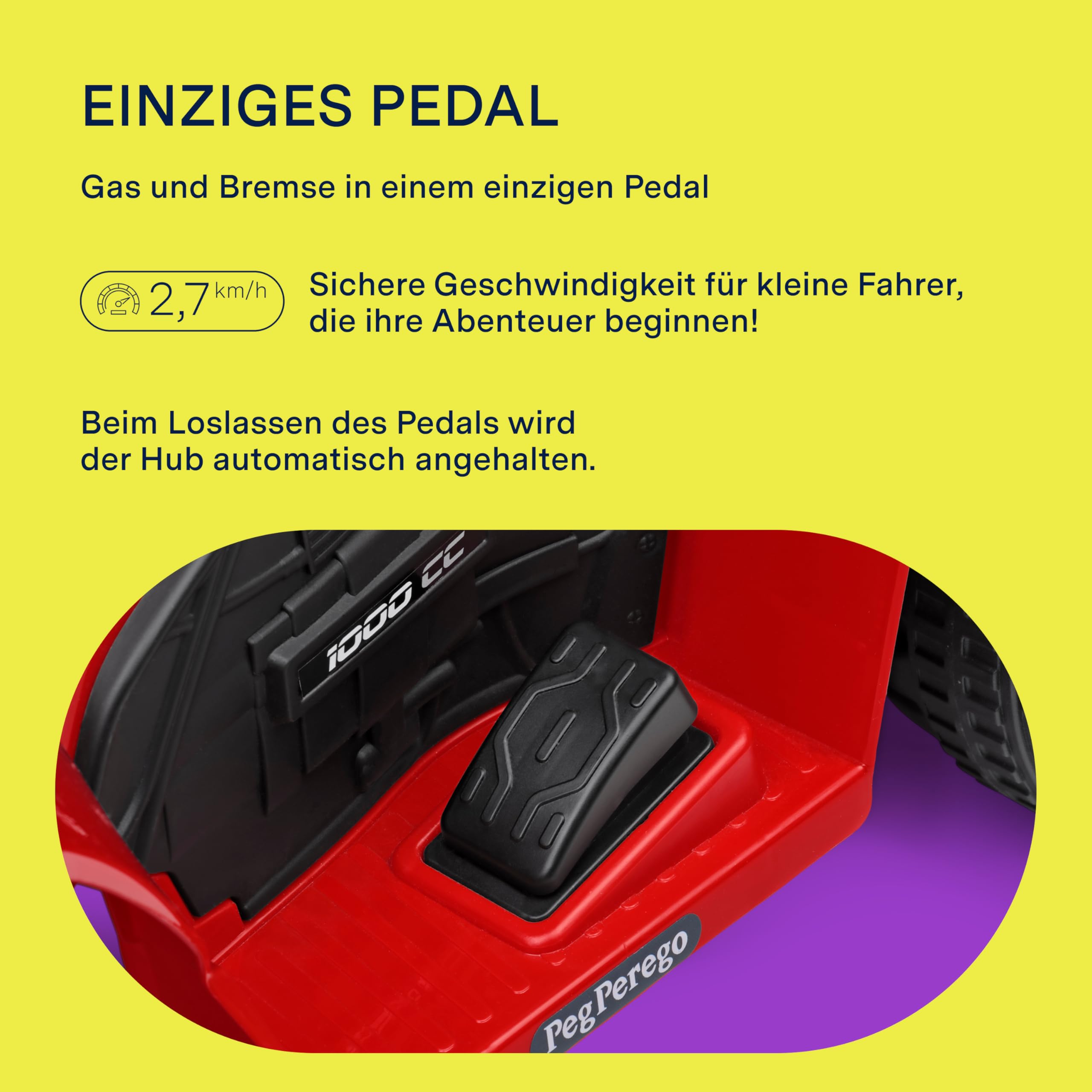 PEG Polaris Mini Quad, elektrisches Kinderfahrzeug für Kinder ab 1 Jahr bis 15 kg, 6-V-Akku, 90 Minuten Reichweite, 2,7 km/h Geschwindigkeit, Gaspedal, Licht- und Soundeffekte