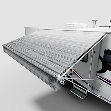 RV Awning Fabric Replacement 8ft 19.5oz Heavy-Duty Heat-Sealed Vinyl, UV-Resistant, Weatherproof, Sunproof, Fits Electric & Manual RV Awnings, Perfect for RVs, Campers & Trailers