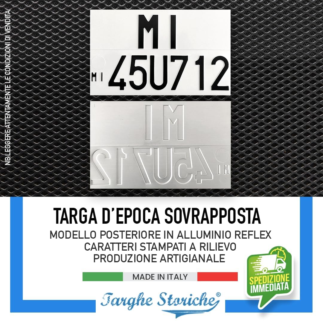 Targa Personalizzata Modello Posteriore 1985-1994 Alluminio Catarifrangente Made in Italy