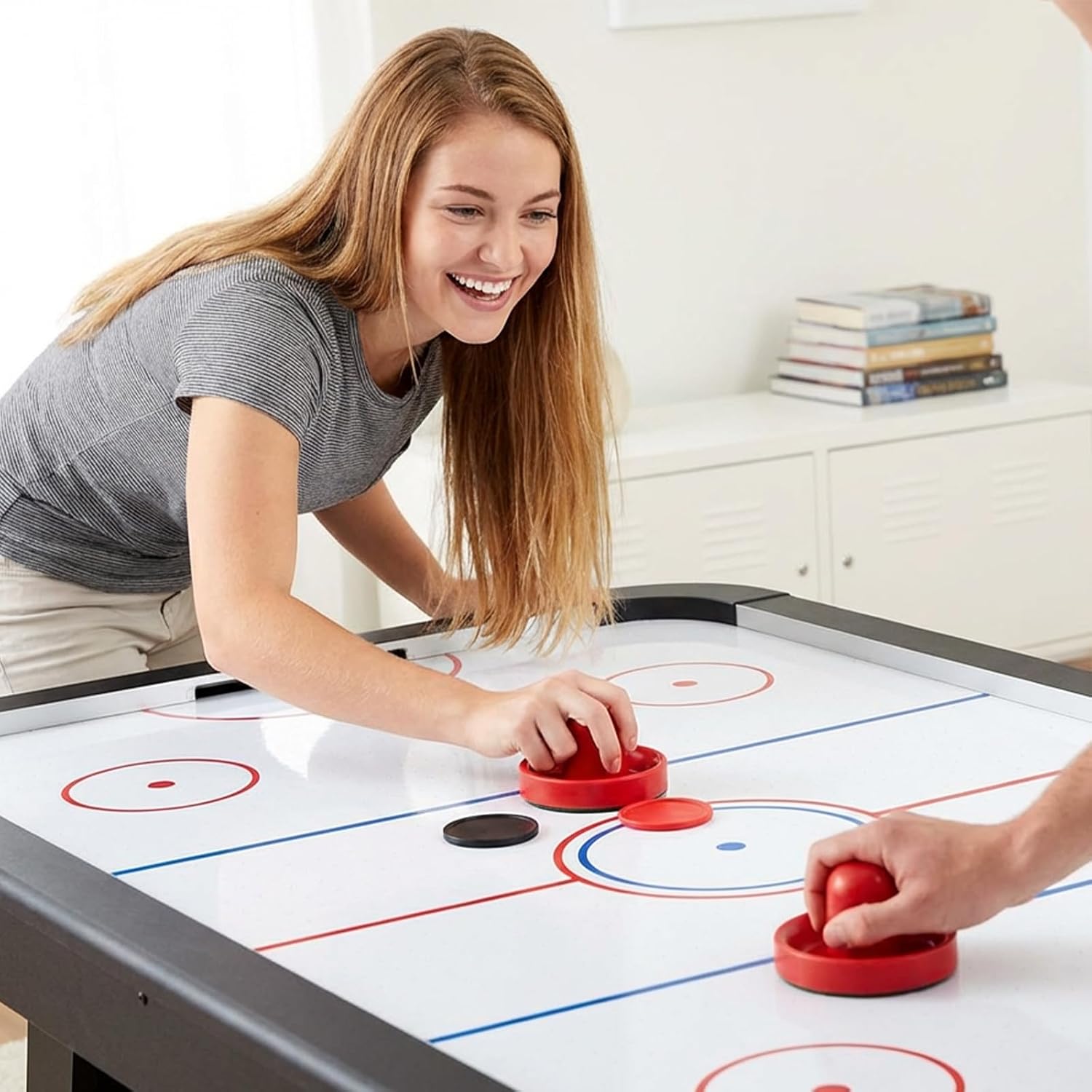 12 PCS 2.5 Inch Air Hockey Pucks, Replacement Air Hockey Pucks Set Durable Puck for Game Tables, Accessories (Red, Black) image 3