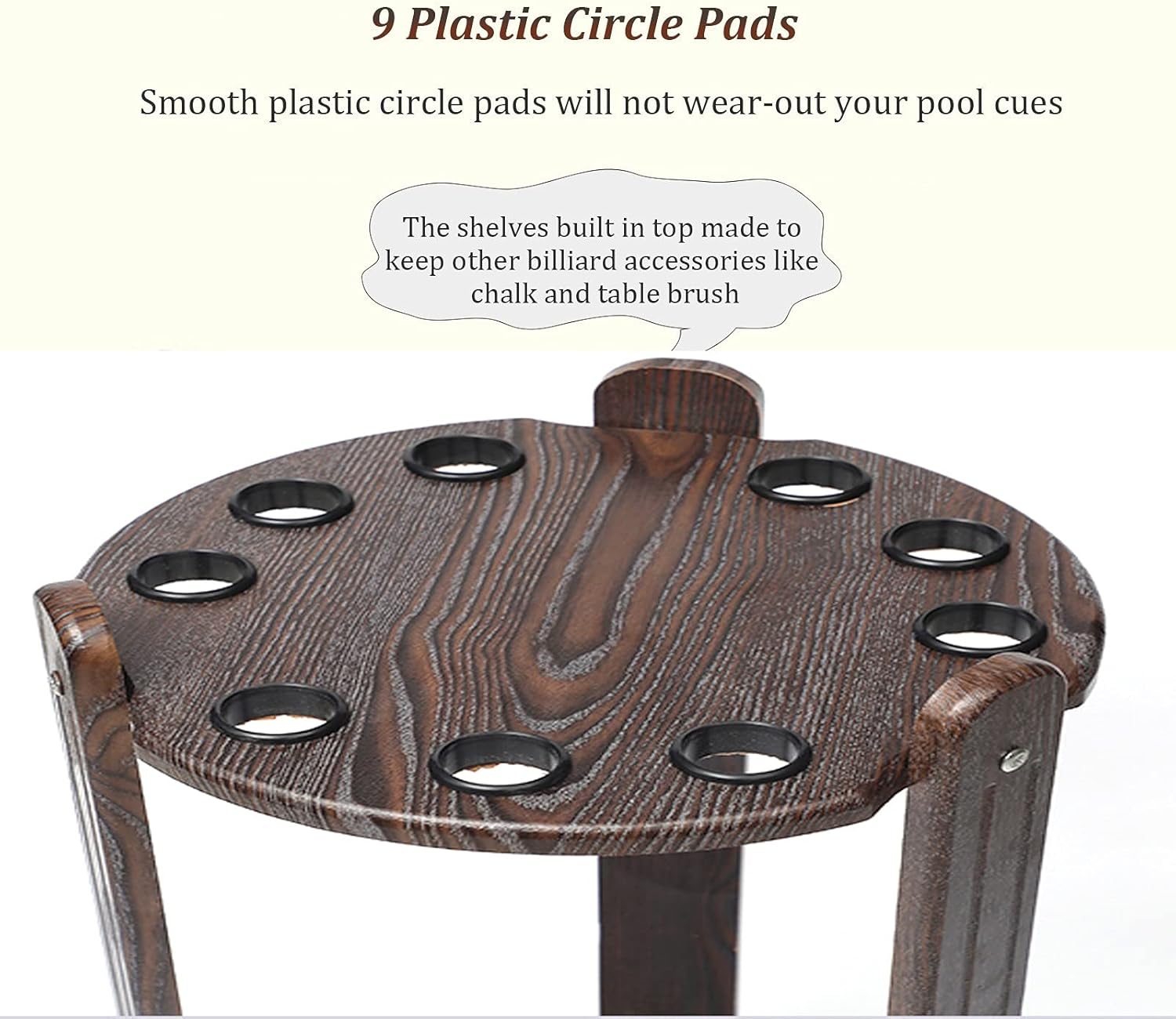 Pool Rack, 9 Hole Billiard Rack Floor Stand Pool Stick Holder Stick Rack Round Pool Holder Game Rooms Billiard Supplies