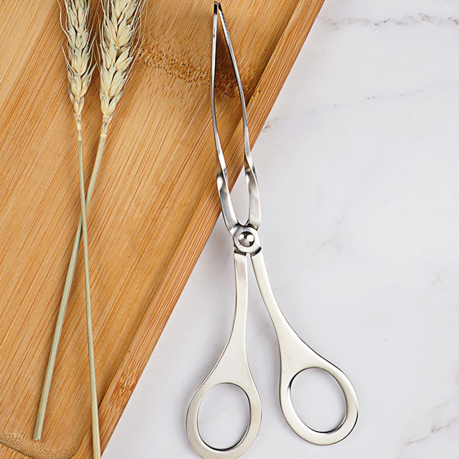 Set 6 Pinze Da Portata In Acciaio Inox – 22,5 Cm – A Semicerchio E Tonde – Per Buffet, Insalate, Pane, Antipasti
