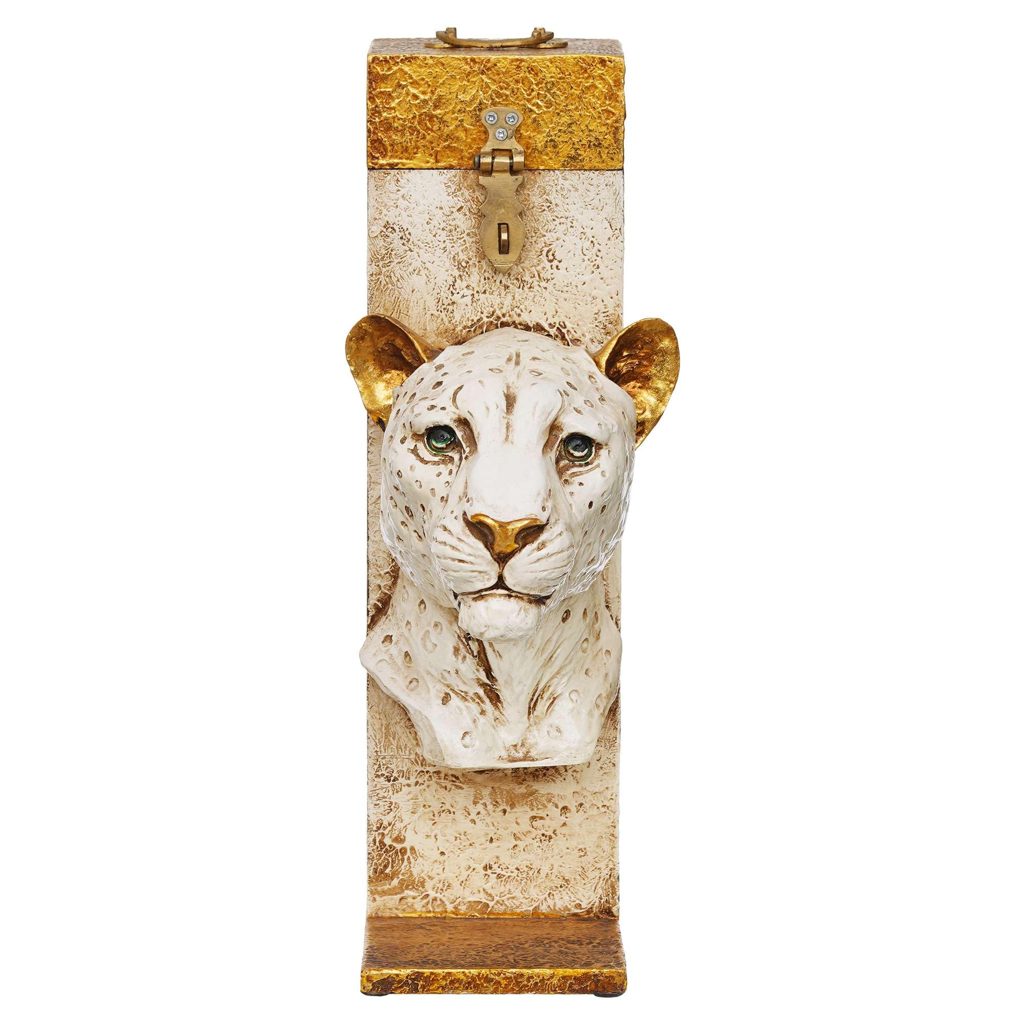 ARTISATARRU Wine Bottle Storage Box with Tiger Bust Statue for Home Bar Décor