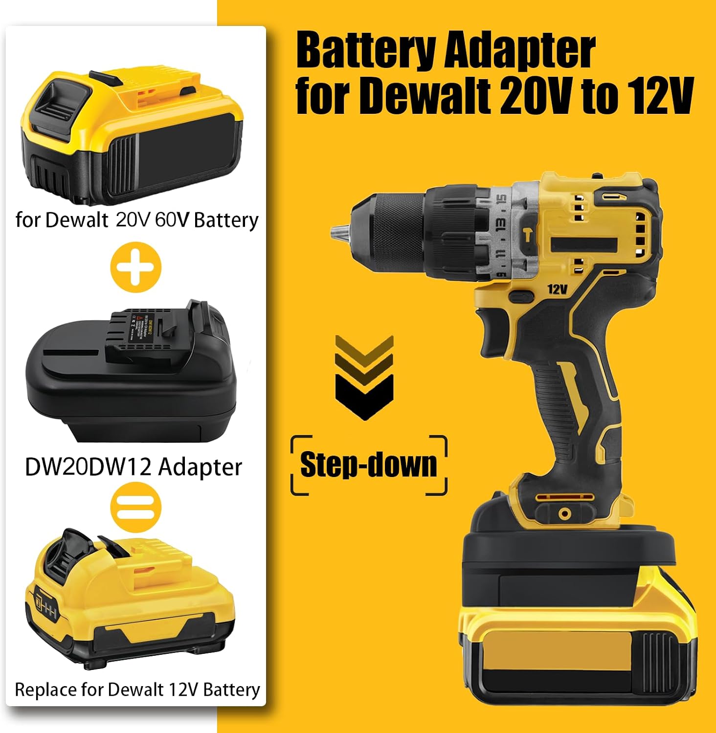 for Dewalt 20V to 12V MAX Battery Adapter, Convert for Dew 20V Battery to for Dewalt 12V DCB12V Battery Tools