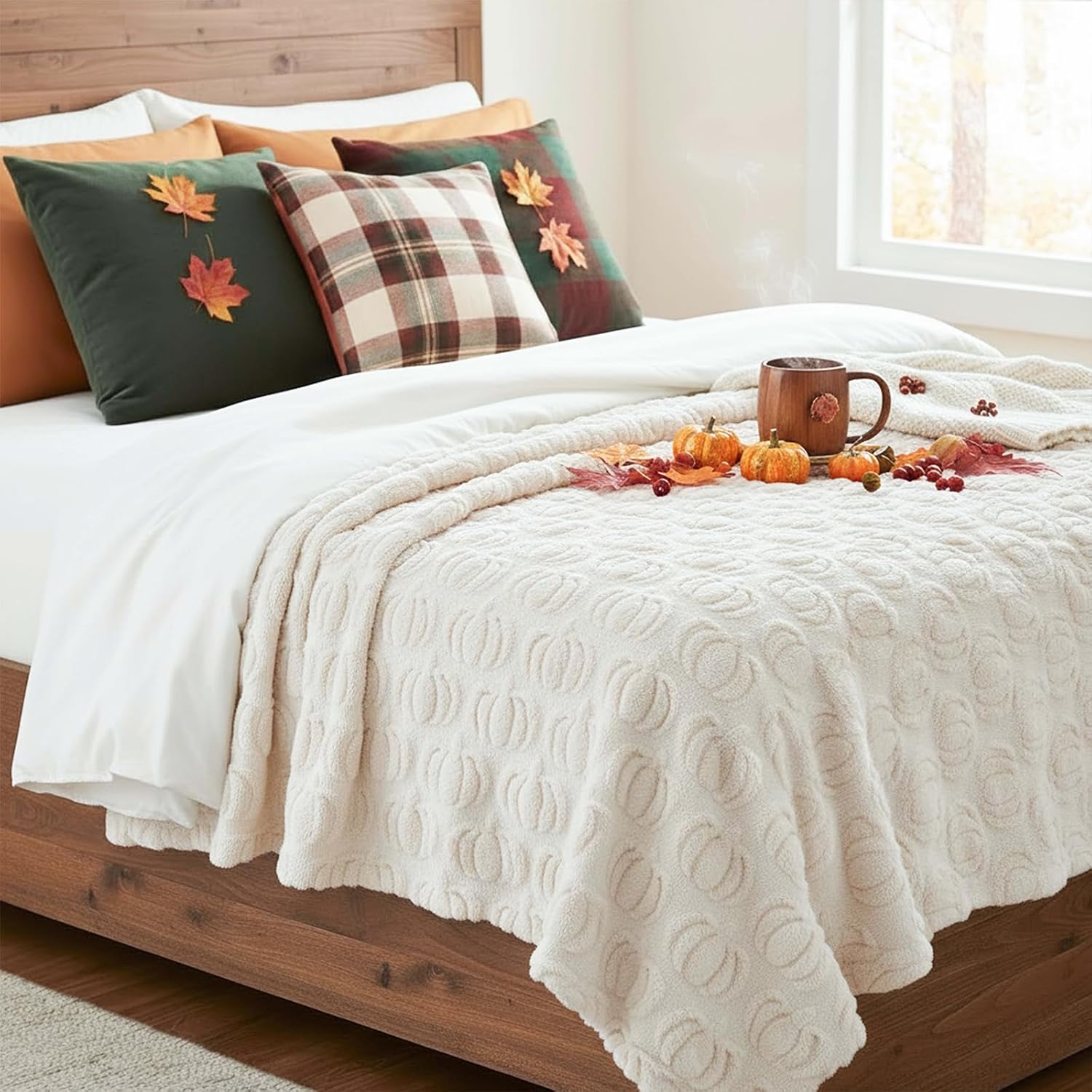 Tegeme Throw Blanket Throw Blanket 50" x 60" Dutch Velvet Faux Rabbit Fur Decorations Cozy Soft Lightweight Gift for Home Living Room Couch Sofa Bed (Beige) - Image 4