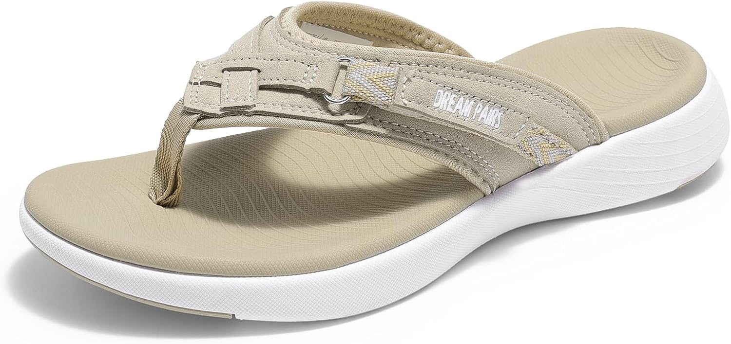 DREAM PAIRS Women's Arch Support Flip Flops Comfortable Thong Sandals