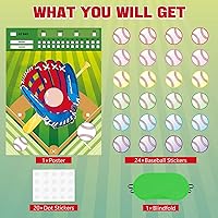 Vista 3 de WERNNSAI Pin The Baseball on The Glove Game – Decoración de fiesta de cumpleaños deportiva, póster de juegos de béisbol con 24 calcomanías