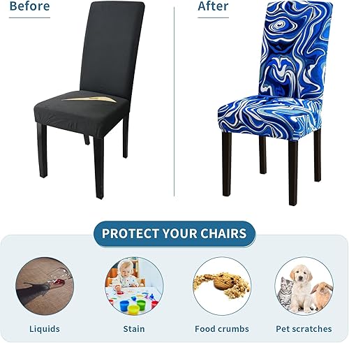 Miniatura 165 de Juego de 6 fundas elásticas para sillas de comedor, extraíbles y lavables, para sillas de comedor, hotel, ceremonia