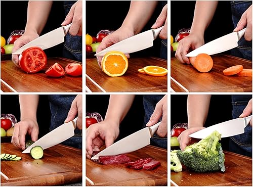 Miniatura 3 de WELLSTAR Cuchillo de chef, cuchillo de chef de cocina de 6 pulgadas, cuchillo de cocina afilado de acero inoxidable de alto carbono para carne,