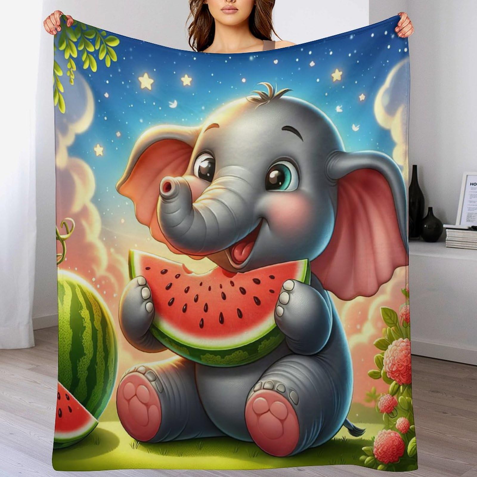 Couverture polaire éléphant douce pour cocooning au salon ou drap de lit