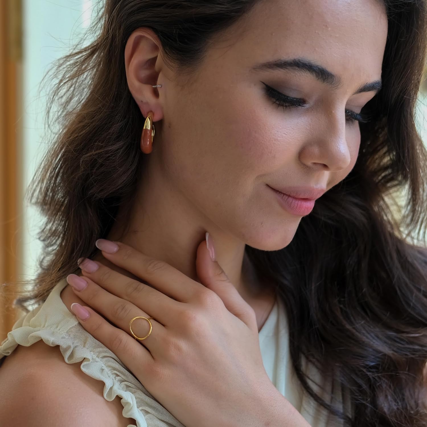 LEMON GRASS Gold Vermeil Open Circle Ring in Sterling Silver Size 4-9 - Image 3