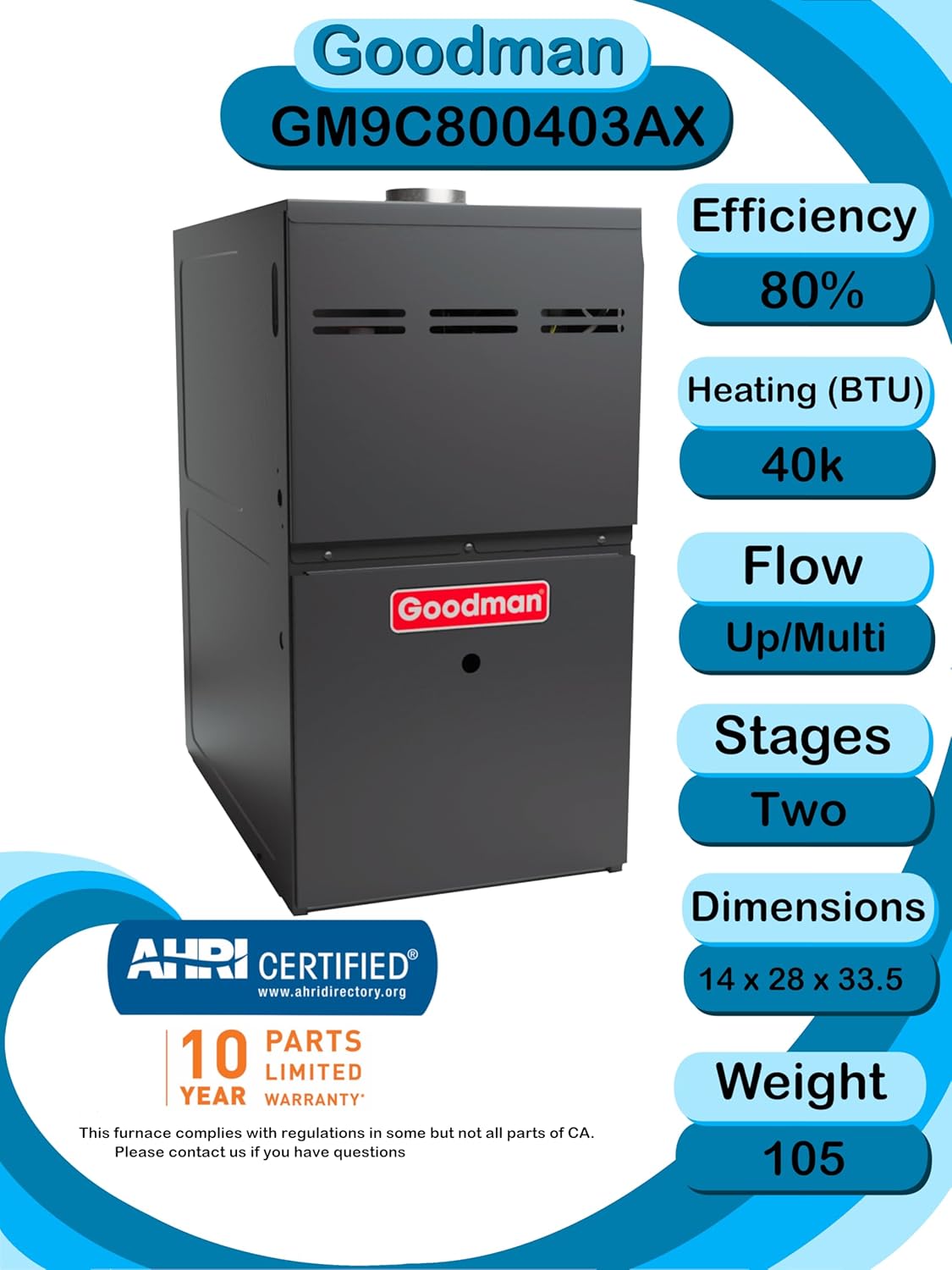 Goodman 1.5 Ton 14.5 Seer2 Upflow R-32 Heat Pump System With...
