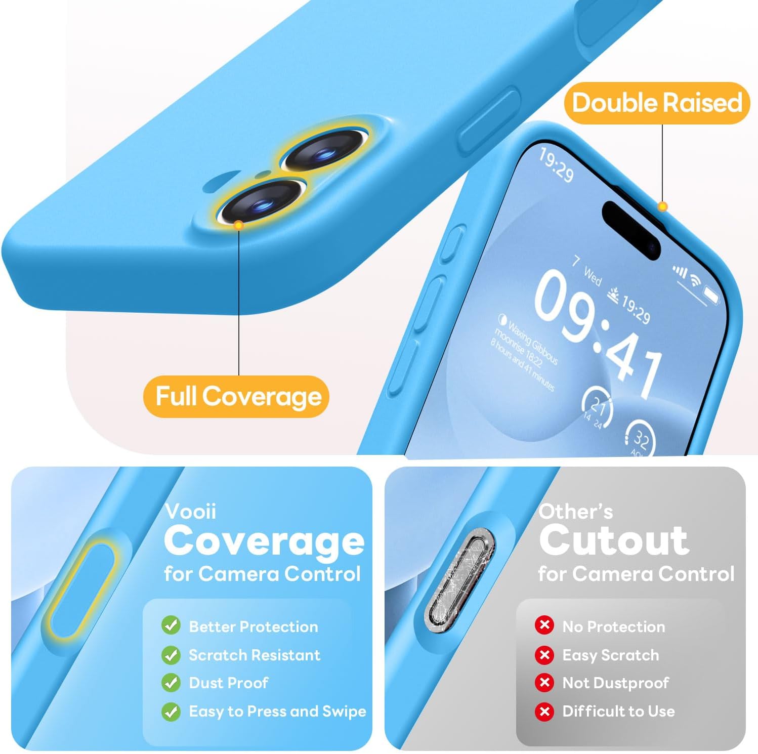 Vooii Magnetic for iPhone 17 Case, Compatible with Magsafe (Premium Liquid Silicone) (Integrated Camera Control Button) Full Body Protective Anti-Scratch Microfiber Lining 6.3", Blue - Image 5