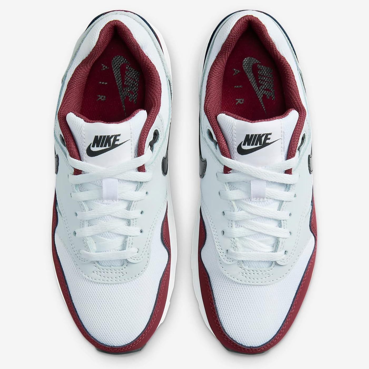 NIKE Air Max 1 Big Kids' Shoes (DZ3307-111, White/Dark Team Red/Pure Platinum/Black) Size 6