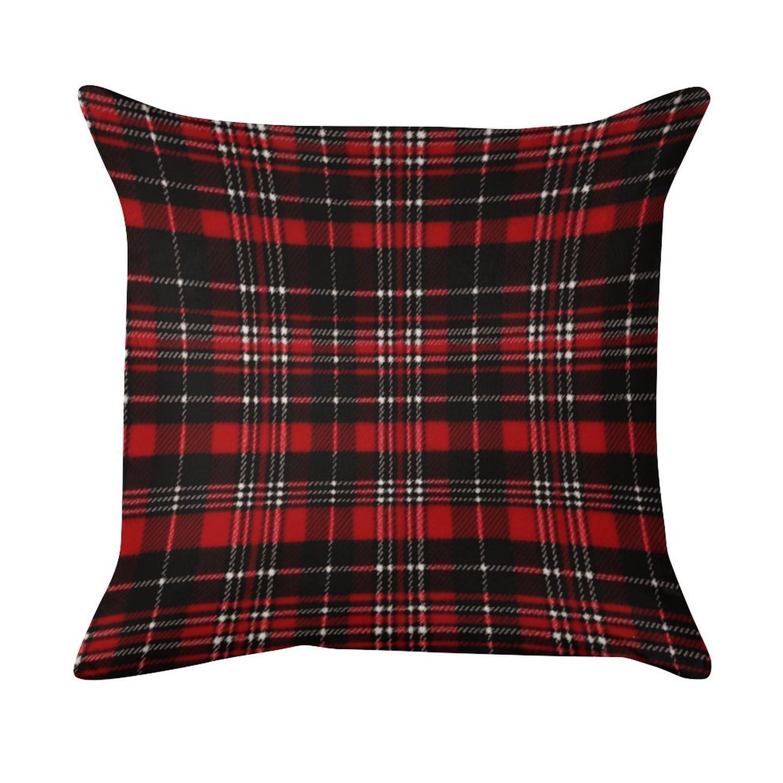 MUSM Red and Black Plaid Throw Pillow Cover Standard Pillowcases with Invisible Zipper Luxury Cozy Velvet Pillow Shams Ultra Soft Lumbar Pillows Shells Decorative Square Cushion Cases