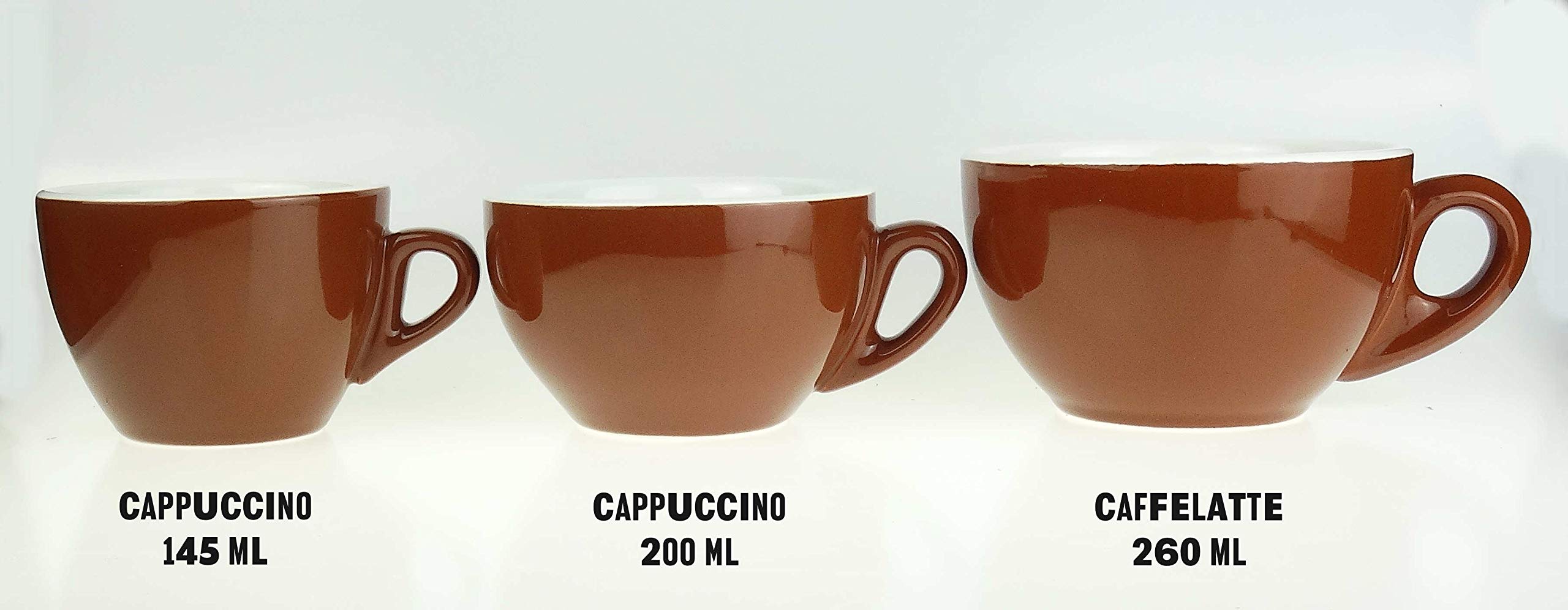 Nuova Point Kleine dickwandige Cappuccinotasse »Palermo« | mittelbraun | Füllmenge (bis zur Oberkante): 145 ml | 6 Tassen & 6 Untertassen